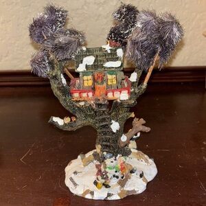 Vintage Festive Treehouse Ornament with Snow Accents